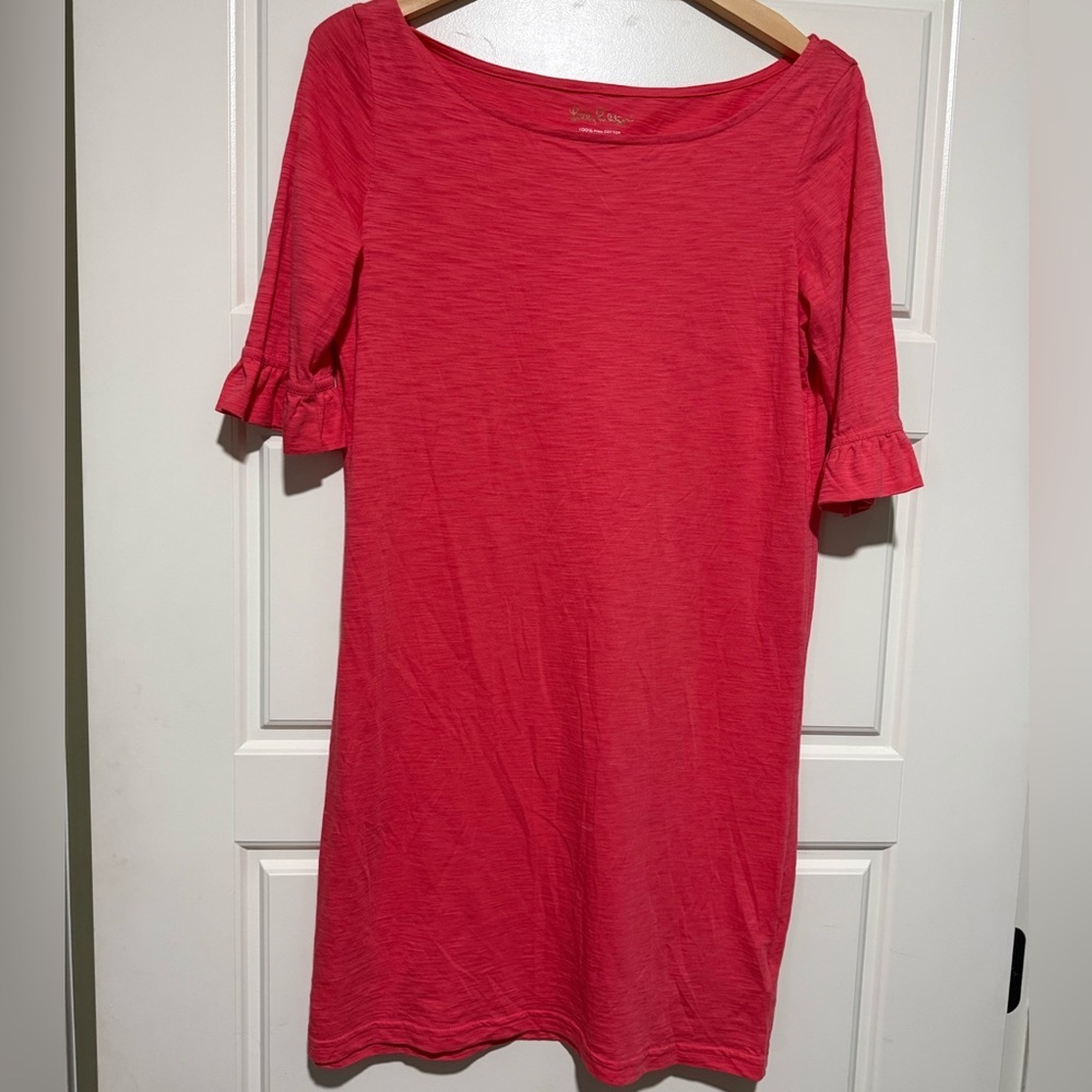Lilly Pulitzer Pink coral salmon S Mini Dress Ruffle sleeve Pima cotton